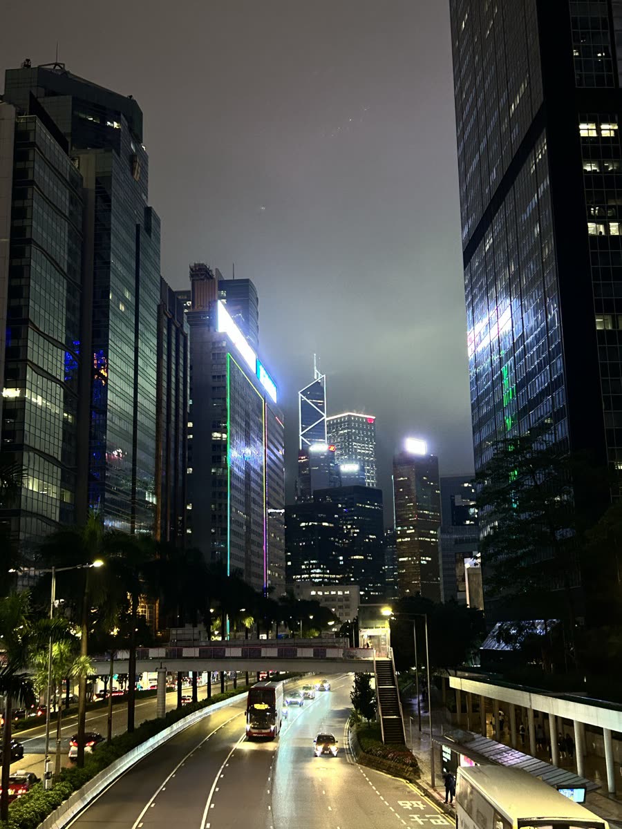 Downtown towers at night