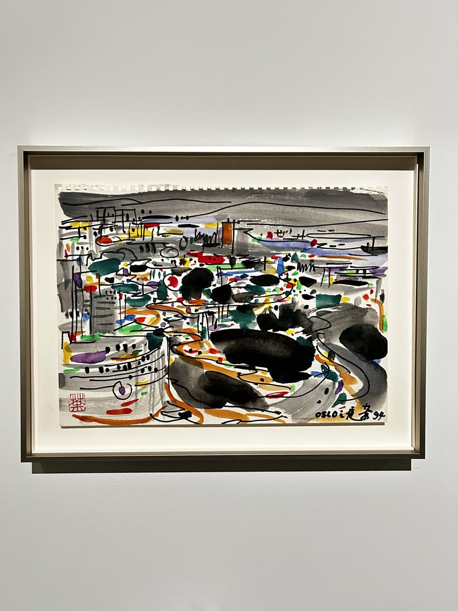 A framed painting in a gallery
